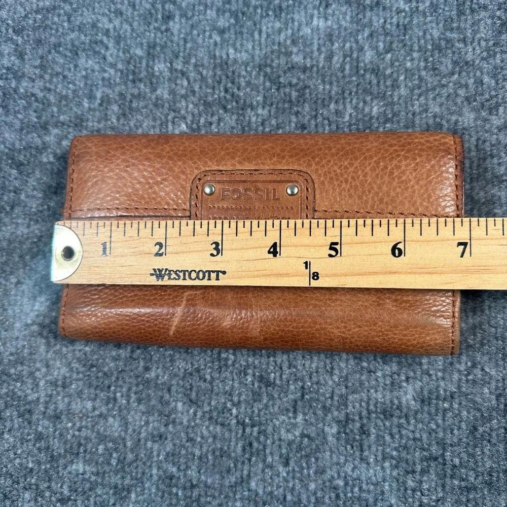 Fossil Long Live Vintage Brown Leather Trifold Wallet Organizer
